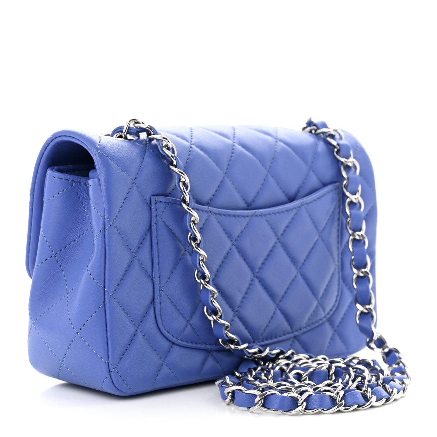 Chanel Lambskin Quilted Mini Rectangular Flap Light Blue 3 of 12