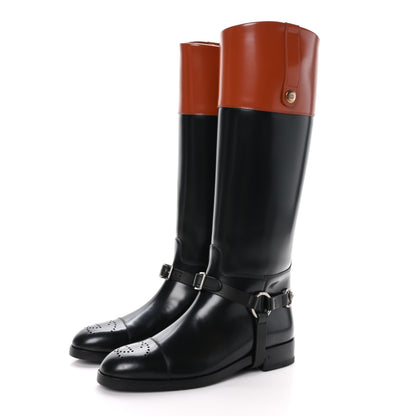 Gucci Calfskin Zelda Harness Riding Boots 37.5 Black Amber 3 of 8