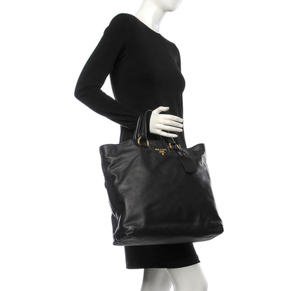Prada Soft Calf Shopping Tote Black 3 of 9