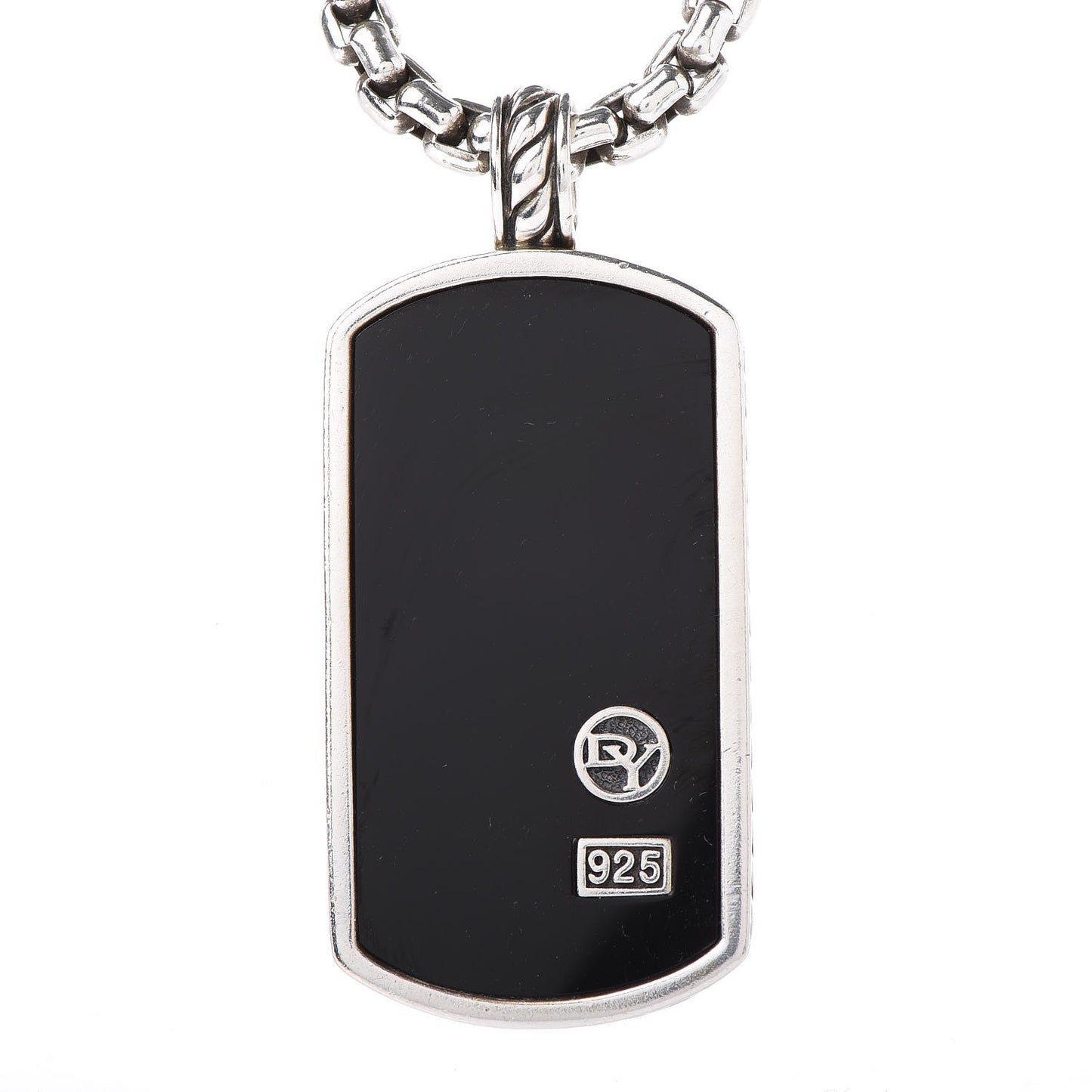 Sterling Silver Black Onyx Dog Tag Necklace