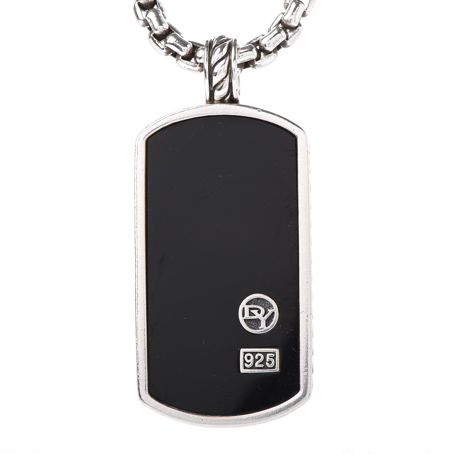 David Yurman Sterling Silver Black Onyx Dog Tag Necklace 4 of 6