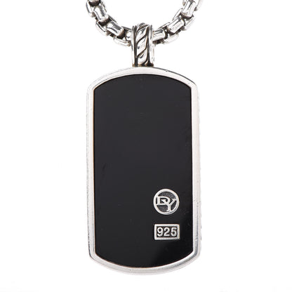 David Yurman Sterling Silver Black Onyx Dog Tag Necklace 4 of 6