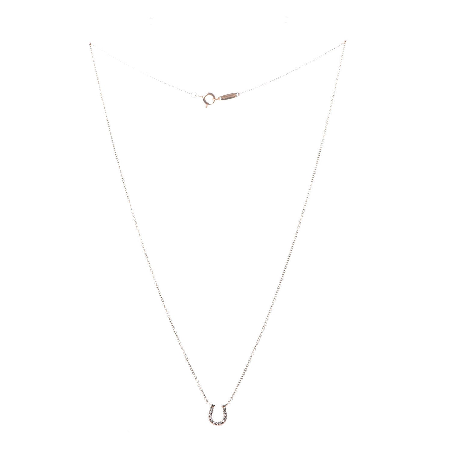 18K Rose Gold Diamond Mini Metro Horseshoe Pendant Necklace