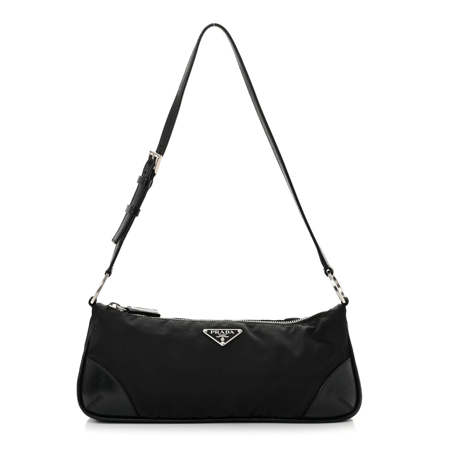 Prada Tessuto Light Nylon Soft Calf Shoulder Bag Black 1 of 14