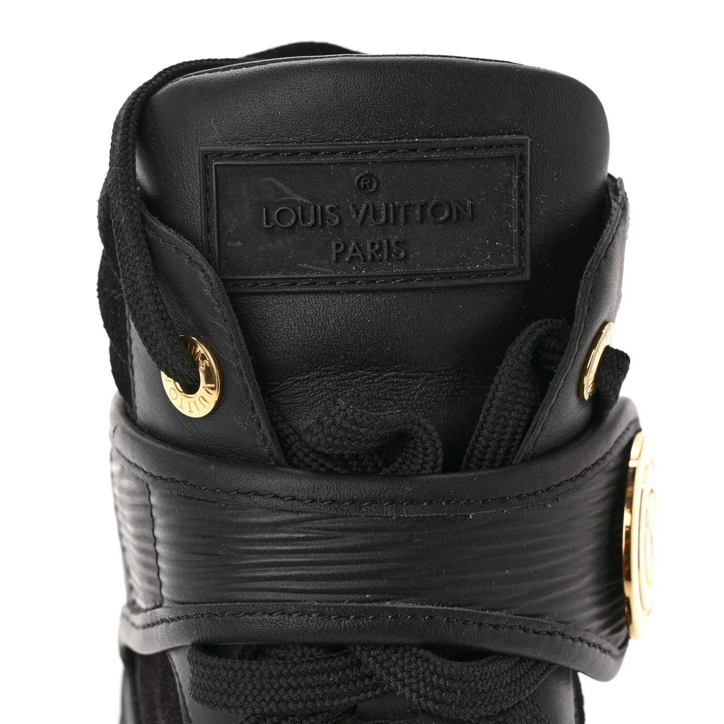 Epi Suede Postmark Wedge Sneakers 36 Black