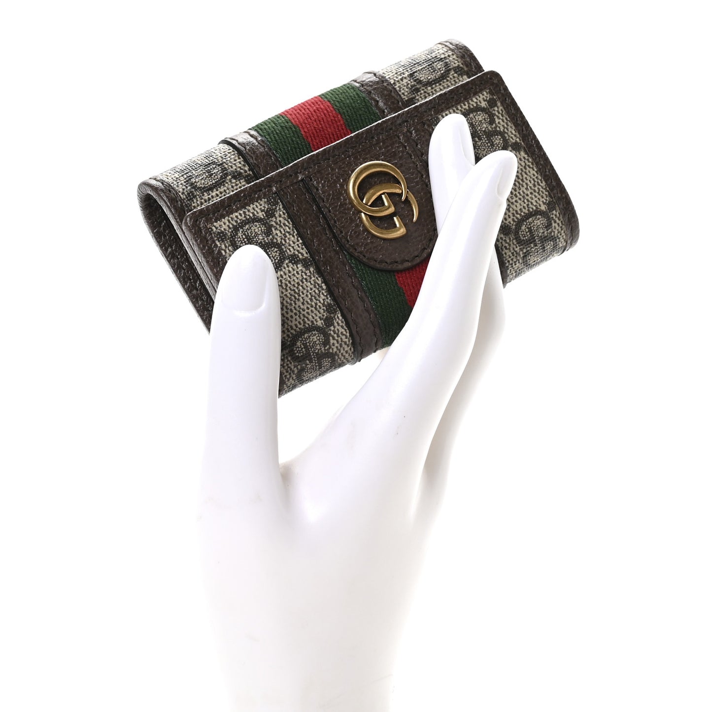 GG Supreme Monogram Web Ophidia 6 Key Holder Case Beige New Acero