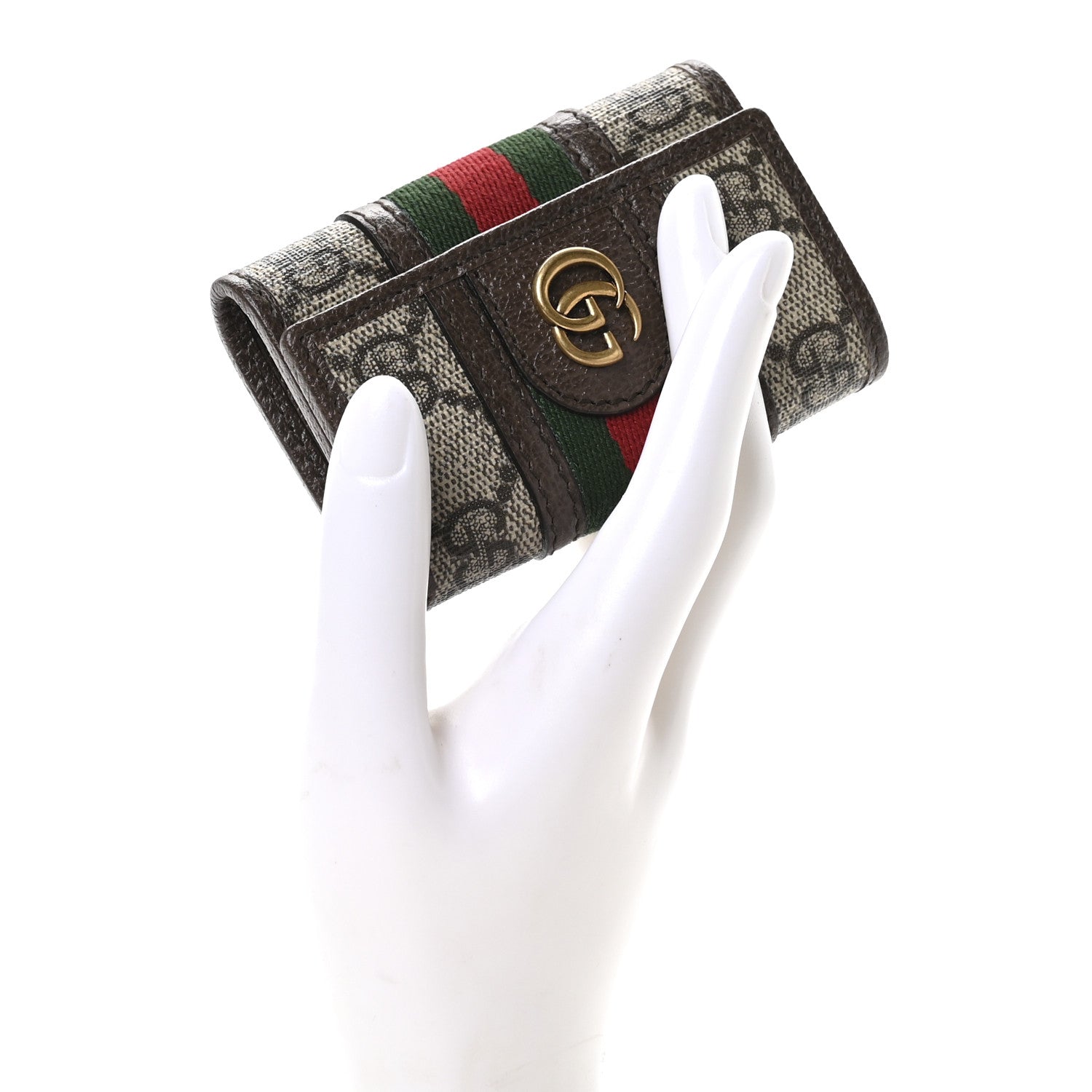 Gucci GG Supreme Monogram Web Ophidia 6 Key Holder Case Beige New Acero 2 of 8