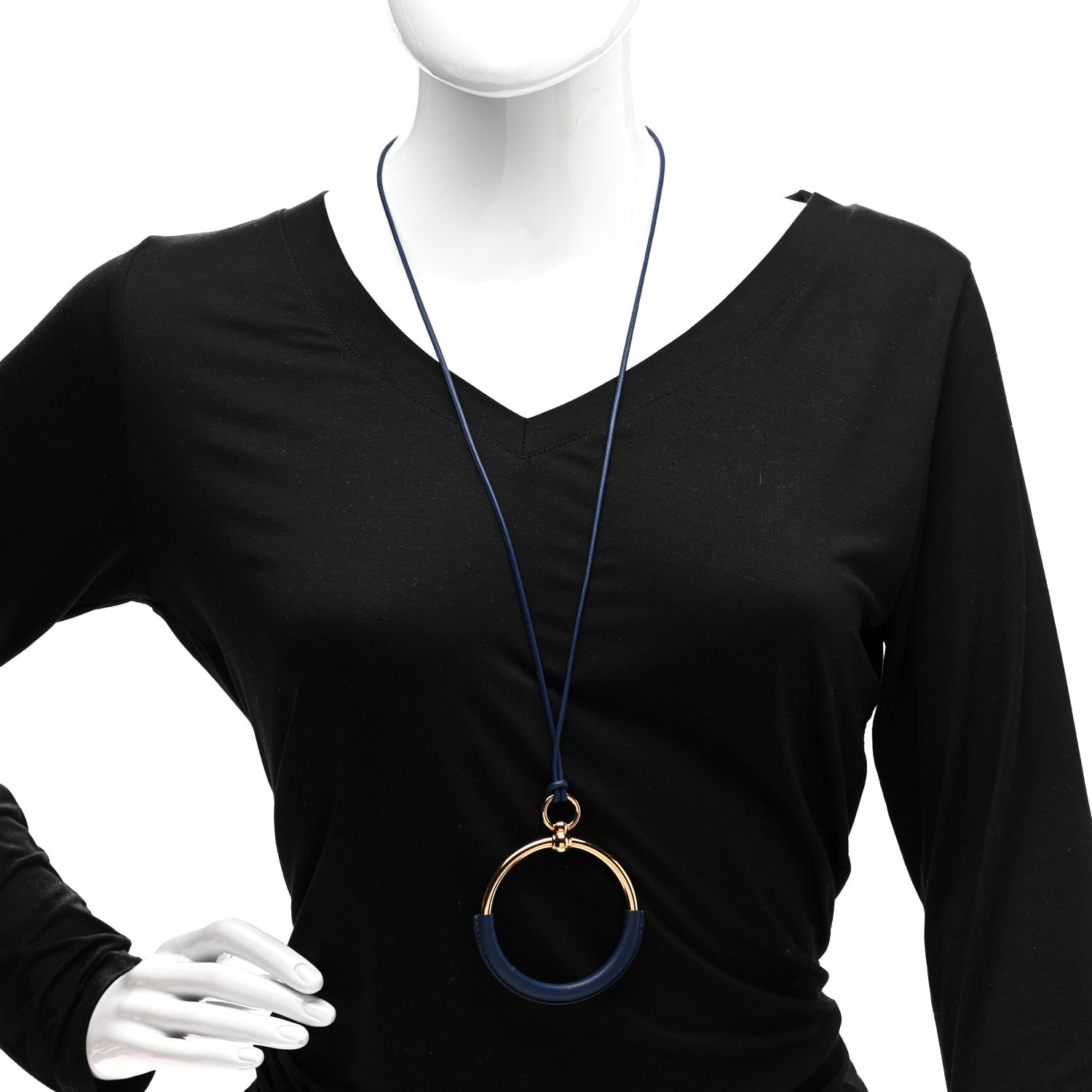 Hermes Swift Grand Loop Pendant Necklace Bleu Saphir 2 of 5