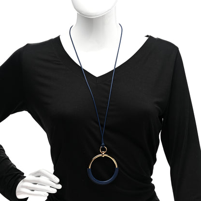 Hermes Swift Grand Loop Pendant Necklace Bleu Saphir 2 of 5