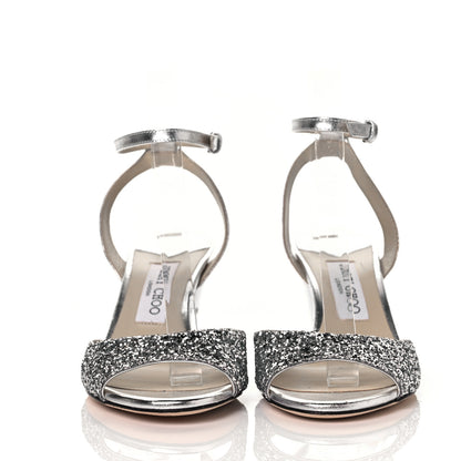 Jimmy Choo Coarse Glitter Miranda Sandals 39 Silver 4 of 7