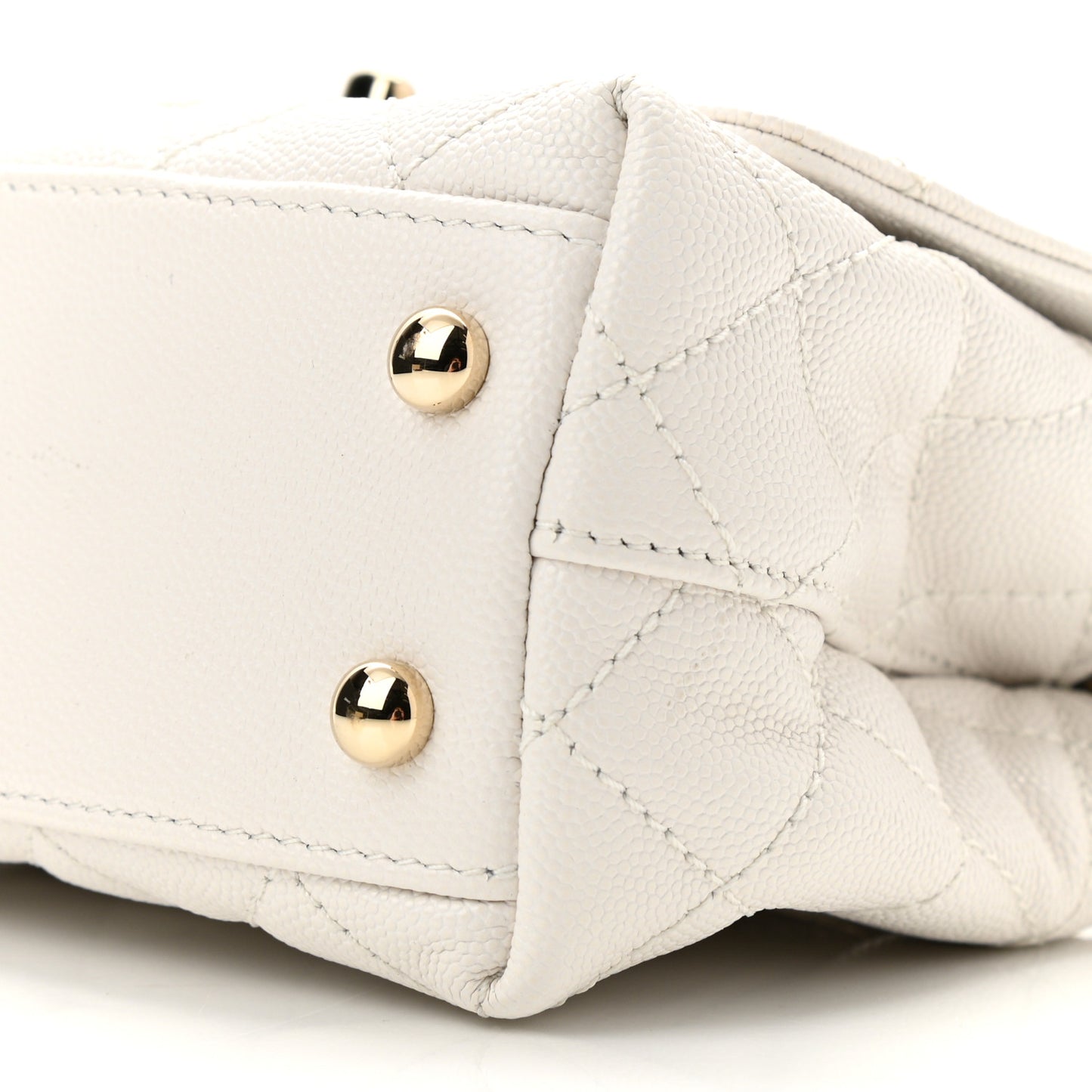 Caviar Quilted Extra Mini Coco Handle Flap White