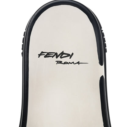 Fendi X JOSHUA VIDES Roma Calfskin Fussbetts Slide Sandals 38 Snow White Black 7 of 13