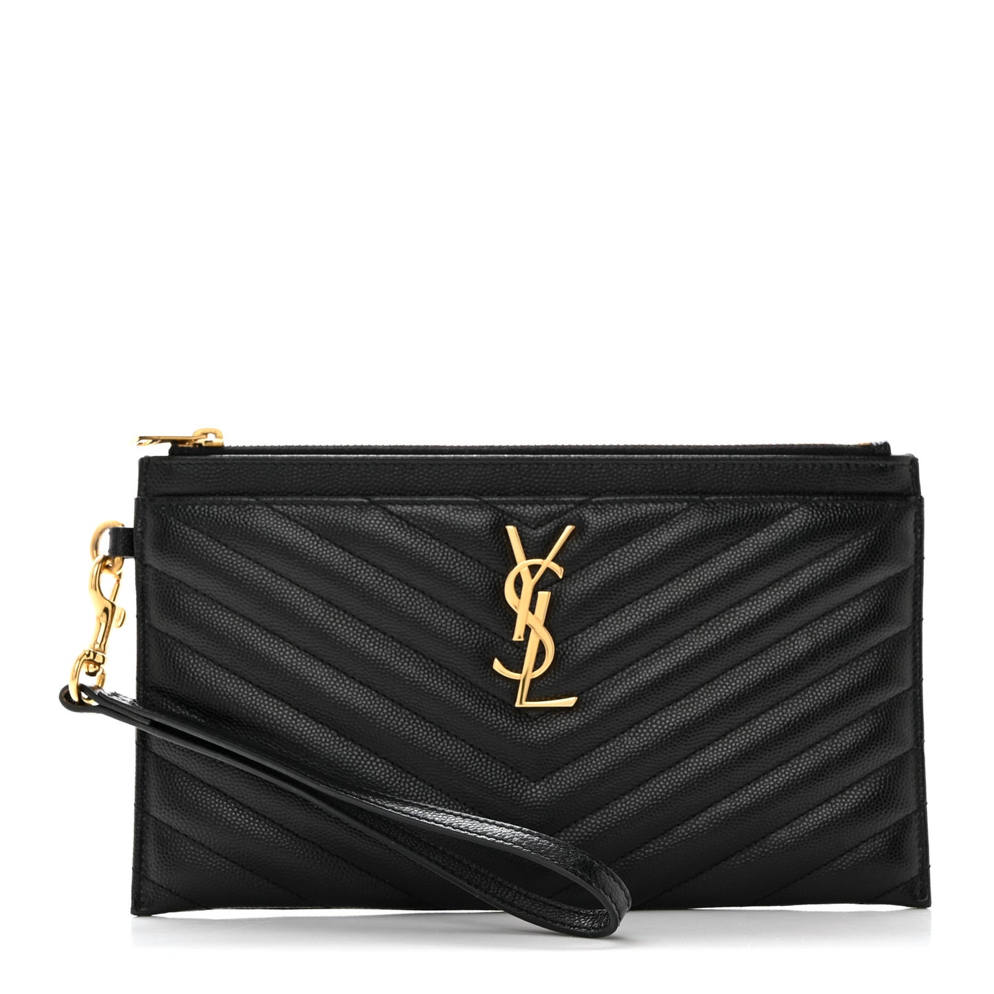 Grain De Poudre Chevron Monogram Large Bill Pouch Black
