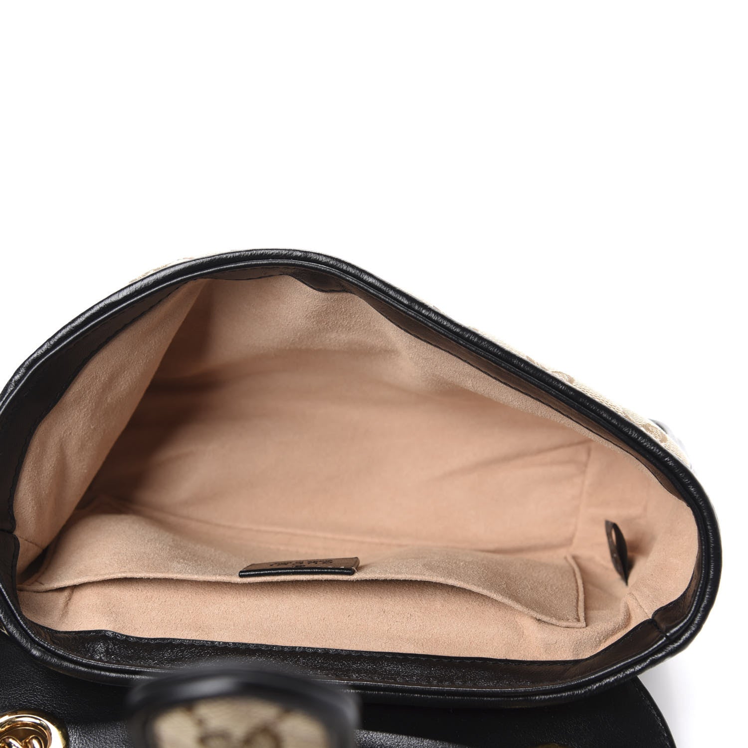 Gucci Monogram Matelasse Diagonal Mini GG Marmont Shoulder Bag Beige Black 5 of 10
