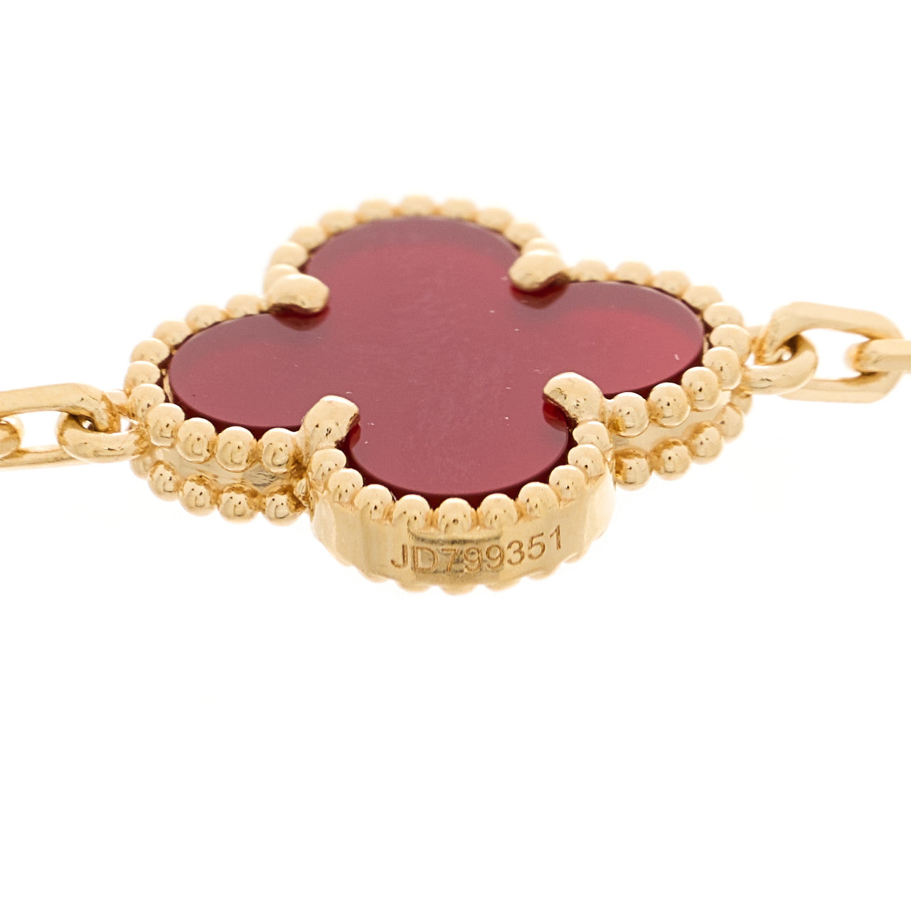 Van Cleef & Arpels 18K Yellow Gold Carnelian 5 Motifs Vintage Alhambra Bracelet 4 of 4