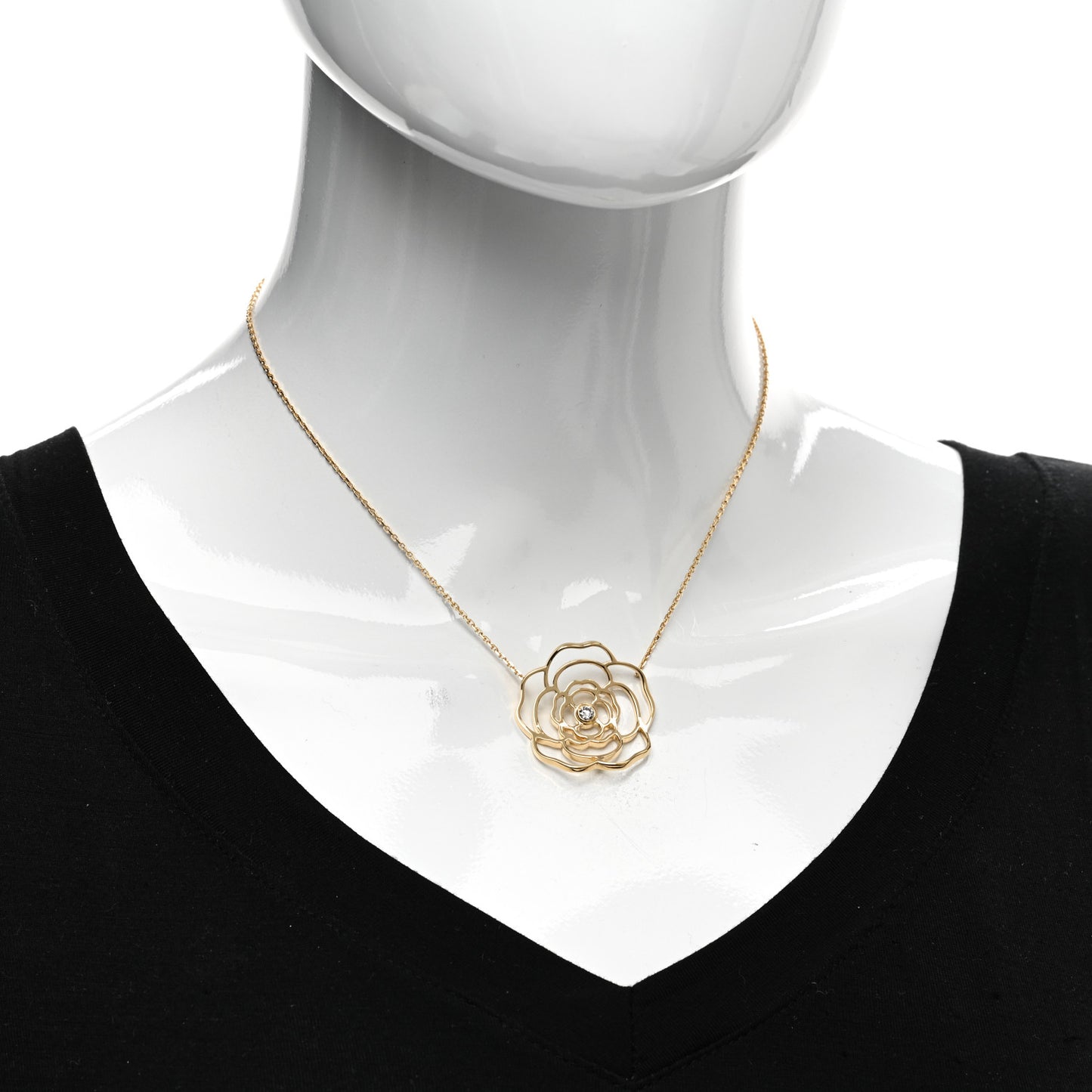 18K Yellow Gold Diamond Pétales de Camélia Necklace