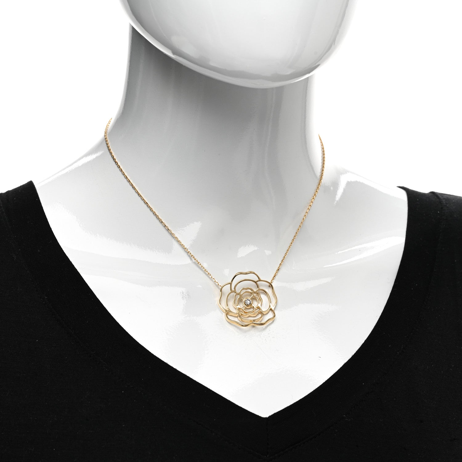 Chanel 18K Yellow Gold Diamond Pétales de Camélia Necklace 2 of 5