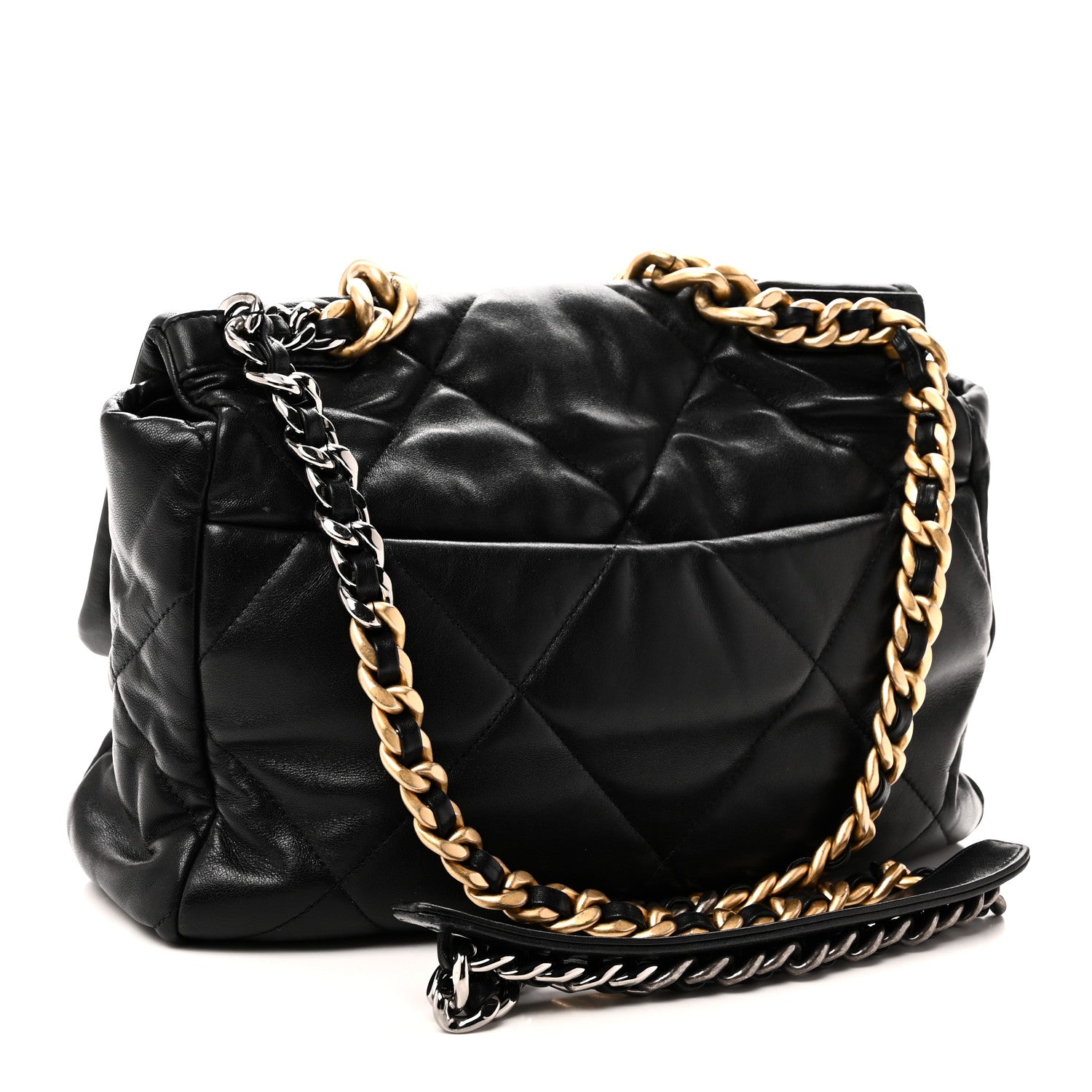 Chanel Shiny Goatskin Quilted Large Chanel 19 Flap Black 3 of 10