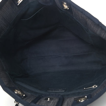 Chanel Denim Small Deauville Tote Dark Blue 5 of 9