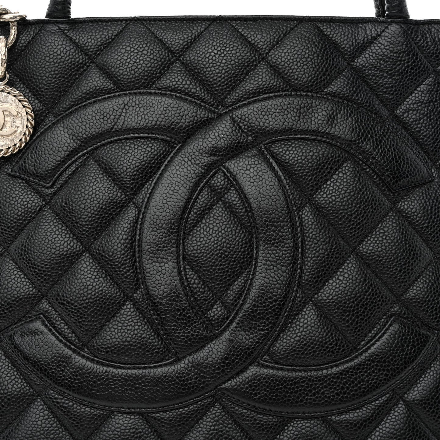 Caviar Quilted Medallion Tote Black