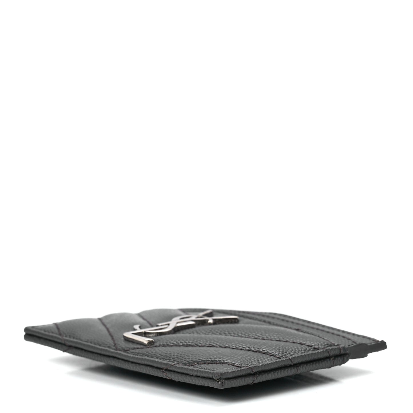 Grain De Poudre Matelasse Chevron Monogram Credit Card Case Coal