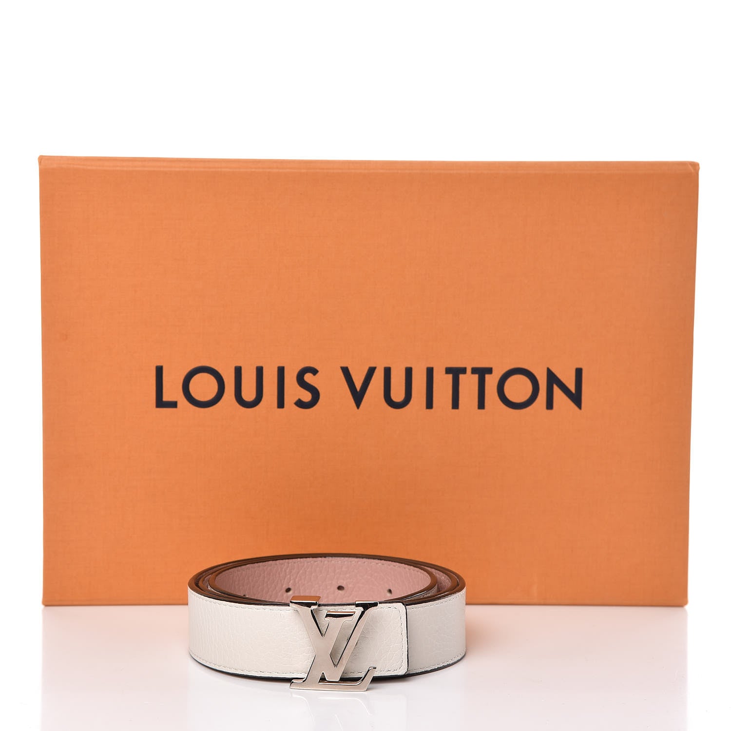 Louis Vuitton Taurillon Calfskin LV Initiales Reversible Belt 85 34 Ivory 7 of 7