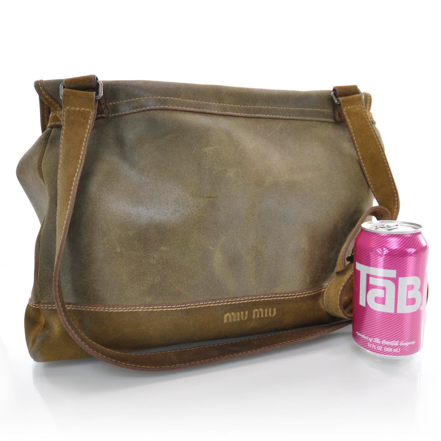 Miu Miu Leather Suede Messenger Bag Unisex 3 of 7