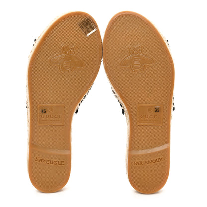 Gucci Monogram Matelasse GG Marmont Espadrille 20mm Slide Sandals 35 Beige Ebony Black 8 of 9