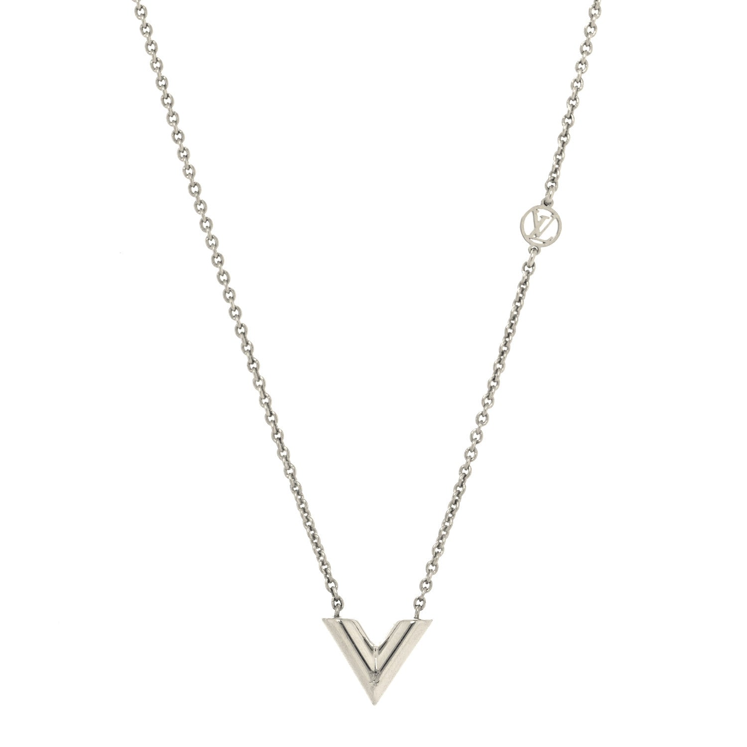 Louis Vuitton Metal Essential V Supple Necklace Silver 1 of 6