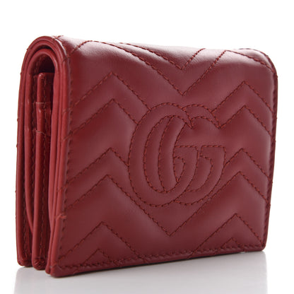 Gucci Calfskin Matelasse GG Marmont Card Case Wallet Hibiscus Red 3 of 6