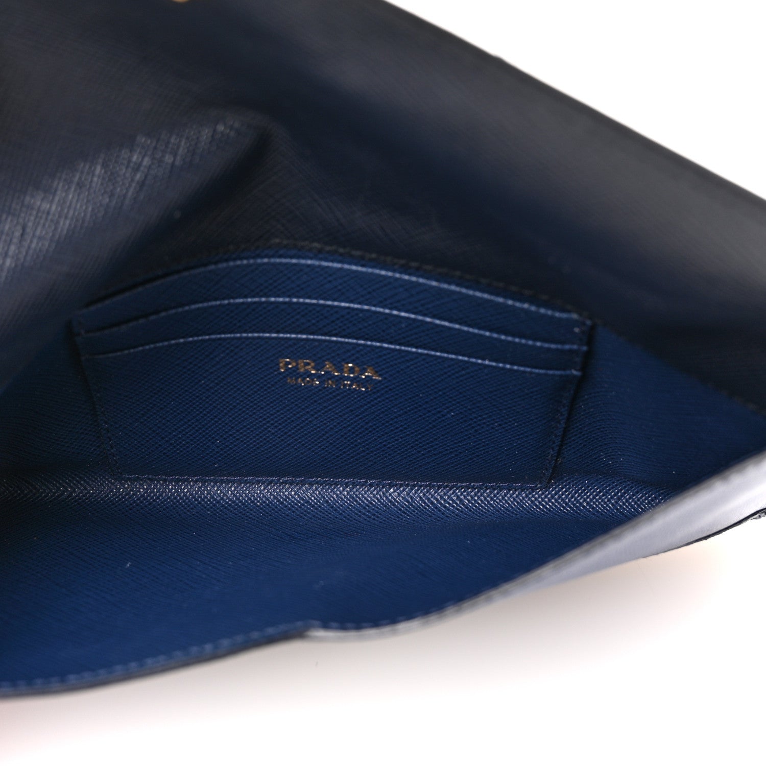Prada Saffiano Bi-Color Envelope Wallet Baltico Bluette 5 of 10