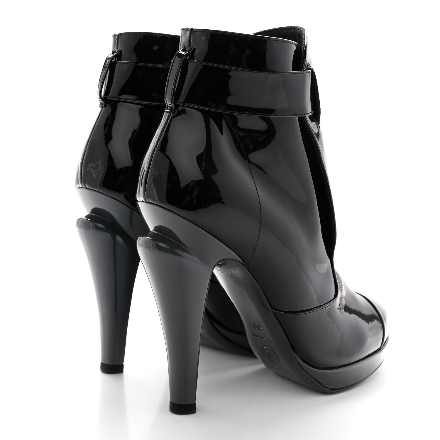 Chanel Patent Calfskin Cap Toe Ankle Boots 38.5 Black 4 of 14