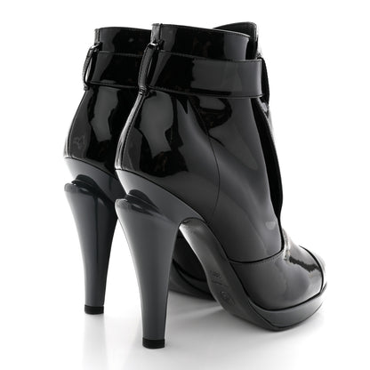 Chanel Patent Calfskin Cap Toe Ankle Boots 38.5 Black 4 of 14