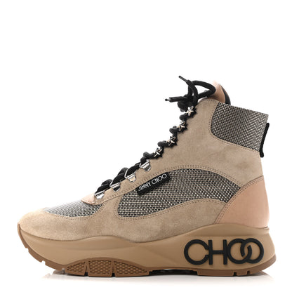 Jimmy Choo Suede Calfskin Inca Patchwork Platform Hiking Boots 39 White Sand Natural 1 of 7