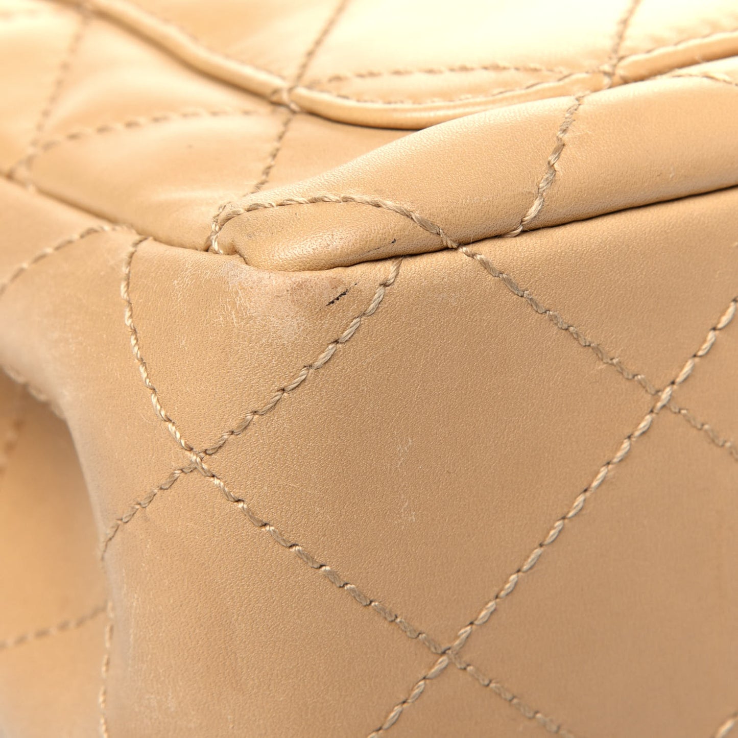 Lambskin Bekko Resin Jumbo Single Flap Beige