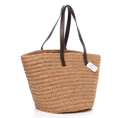 Saint Laurent Raffia Calfskin Medium Panier Tote 2 of 9