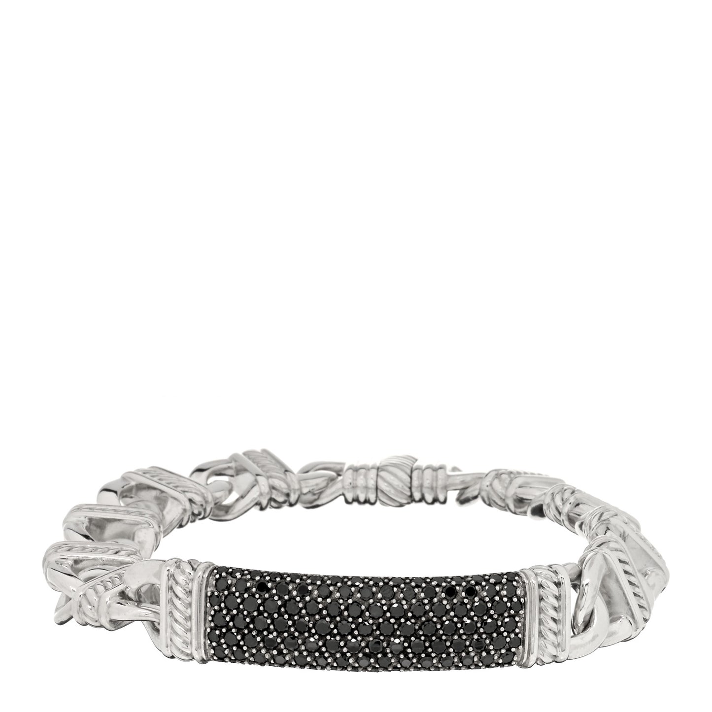 Sterling Silver Black Diamond ID Link Bracelet