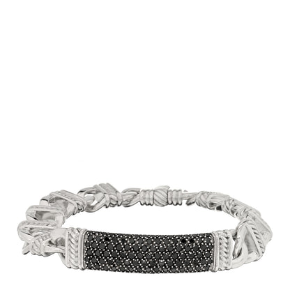 David Yurman Sterling Silver Black Diamond ID Link Bracelet 1 of 3