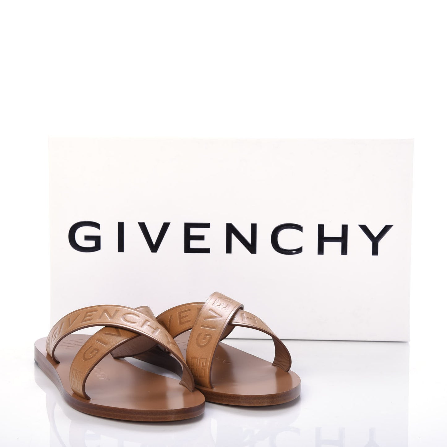 Calfskin Logo Strap Sandals 36 Brown