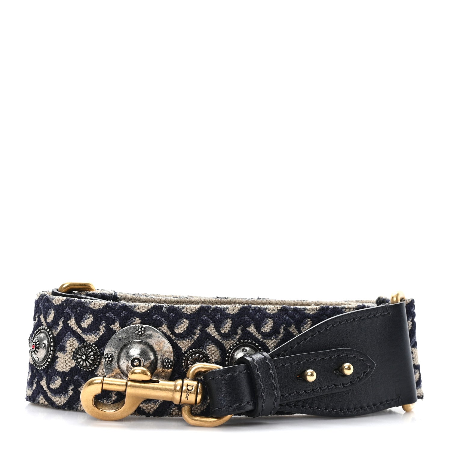 Christian Dior Oblique Studded Shoulder Strap Blue 1 of 4