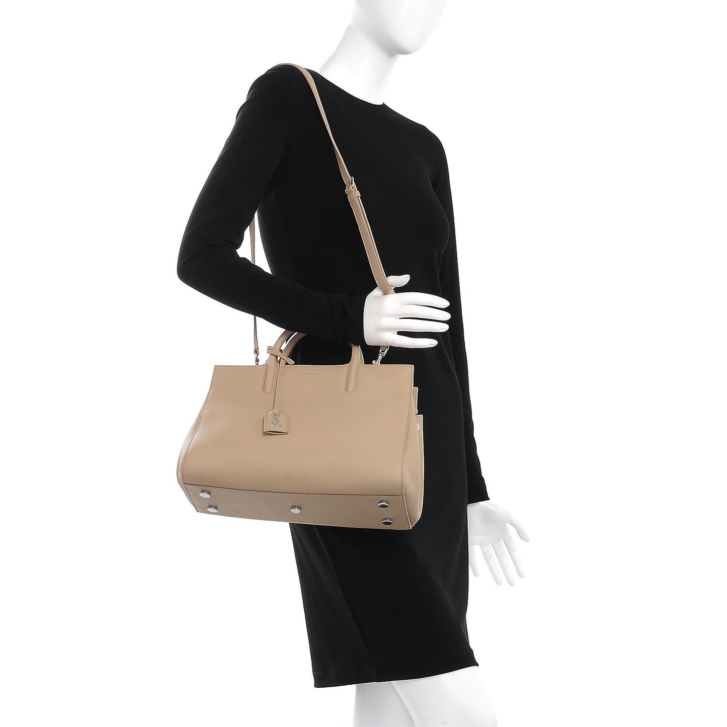 Grained Calfskin Small Rive Gauche Dark Beige
