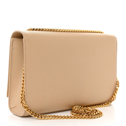 Saint Laurent Grain De Poudre Medium Monogram Kate Satchel Dark Beige 3 of 9