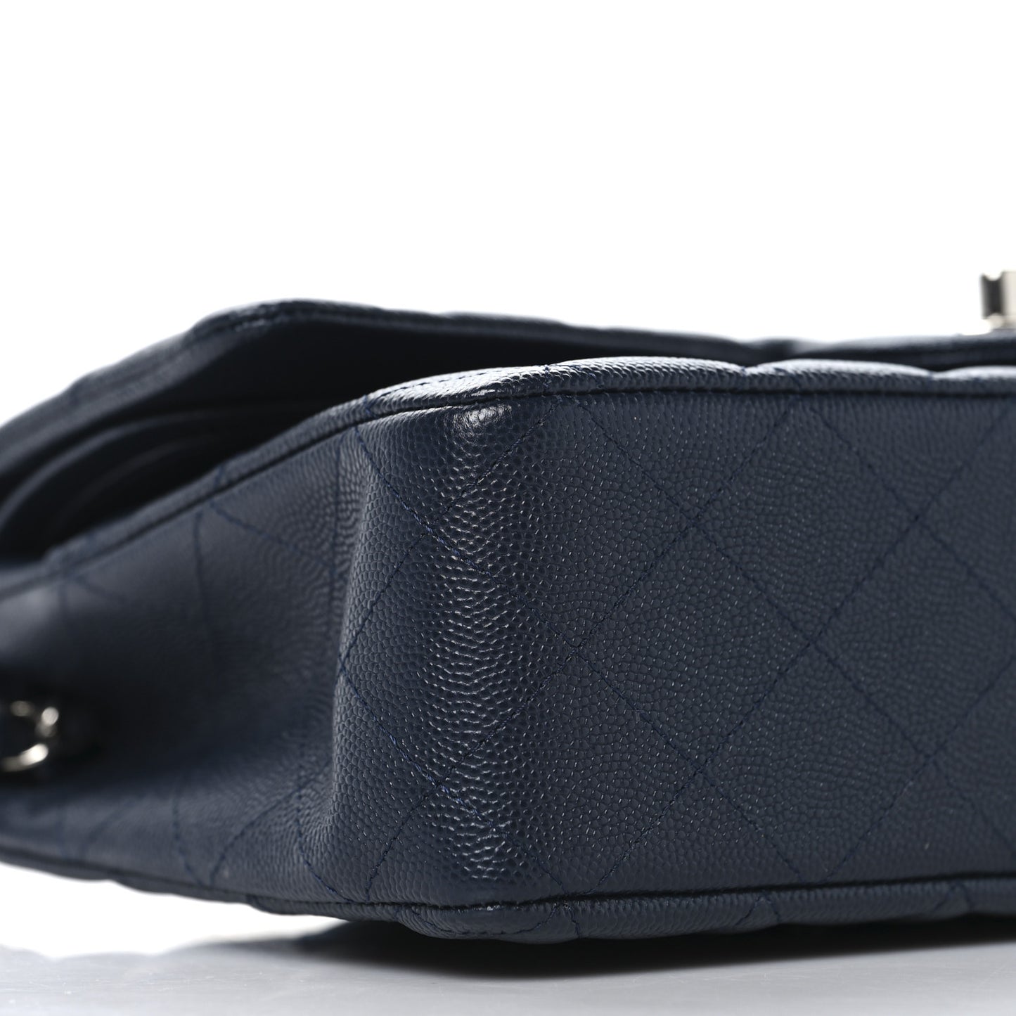Caviar Quilted Medium Double Flap Navy