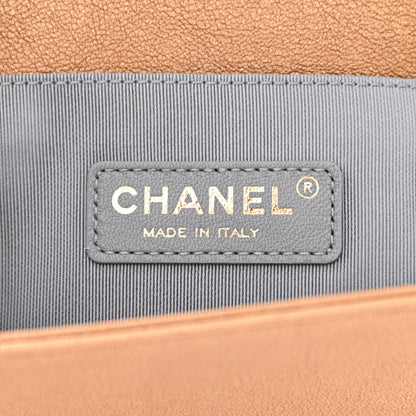 Chanel Metallic Lambskin Small Golden CC Boy Flap Dark Gold 6 of 10