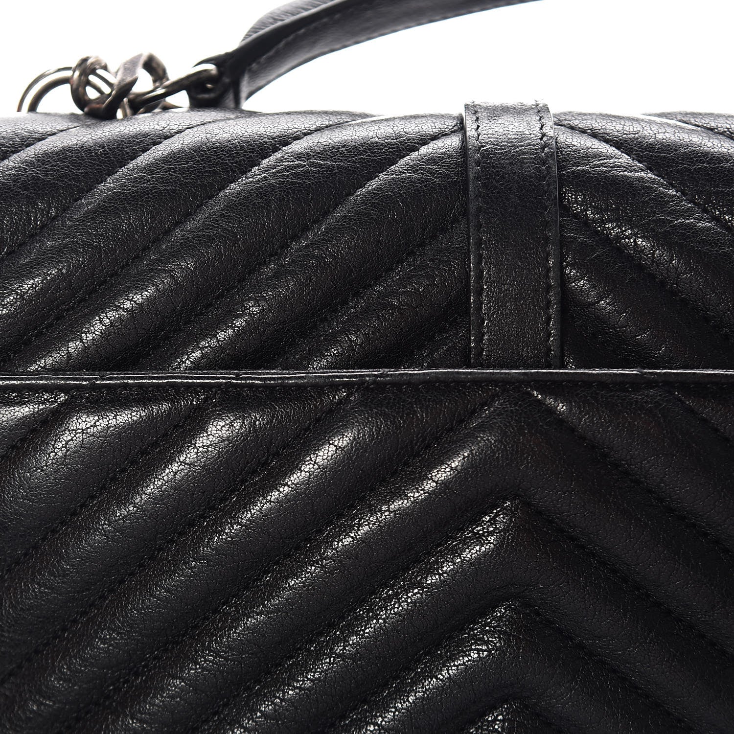 Saint Laurent Sheepskin Matelasse Chevron Monogram Medium College Bag Black 10 of 16