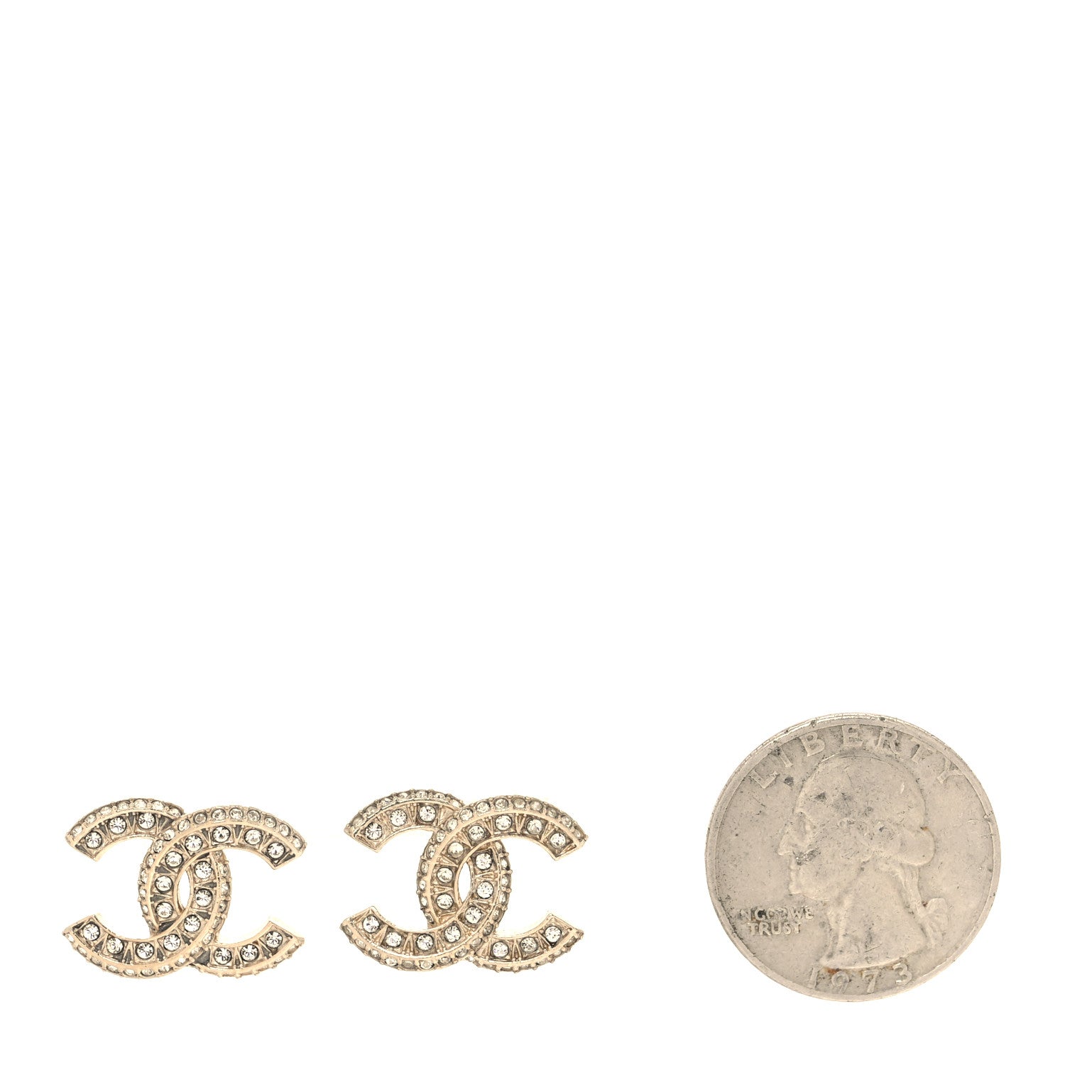 Chanel Crystal Timeless CC Earrings Light Gold 2 of 5