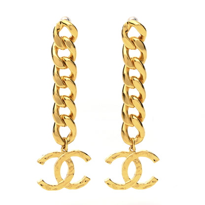 Chanel Metal CC Pick Drop Earrings Gold 1 of 5