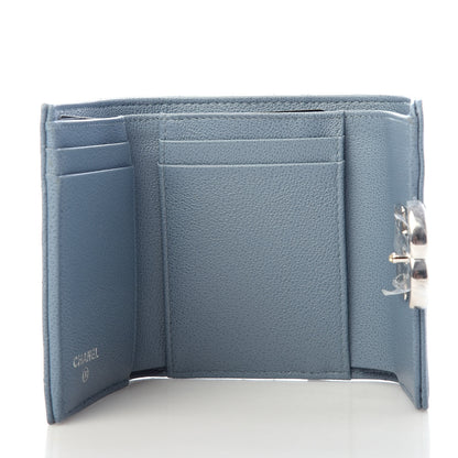 Chanel Grained Calfskin Quilted CC Box Compact Flap Wallet Blue 5 of 6