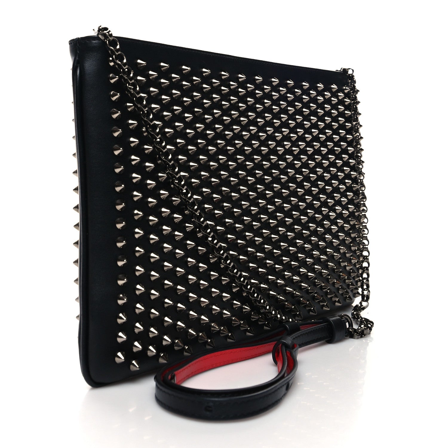 Christian Louboutin Calfskin Studded Loubiposh Clutch Black 3 of 9