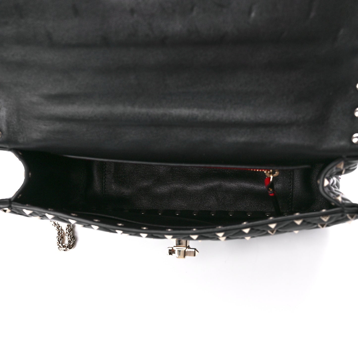 Lambskin Medium Rockstud Spike Shoulder Bag Black